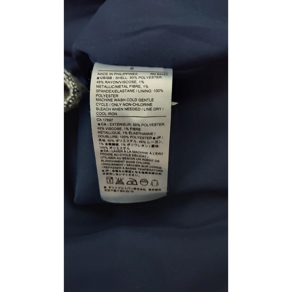 Banana Republic Dress Size 8 Navy White Tweed lined V Neck Sleeveless Career - Picture 6 of 6